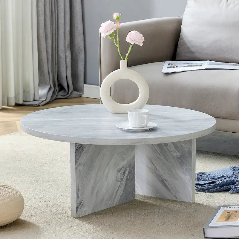 Modern Round MDF Coffee Table for Living Room and Home Decor