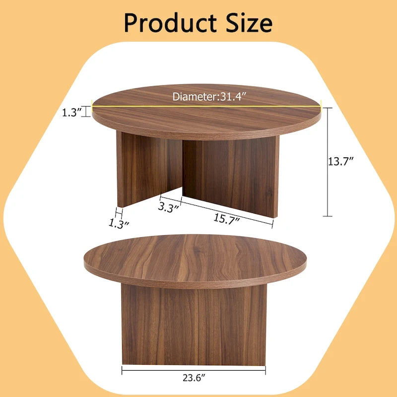 Modern Round MDF Coffee Table for Living Room and Home Decor