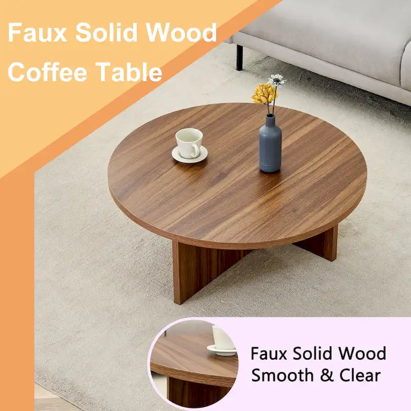 Modern Round MDF Coffee Table for Living Room and Home Decor