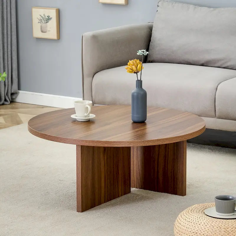 Modern Round MDF Coffee Table for Living Room and Home Decor