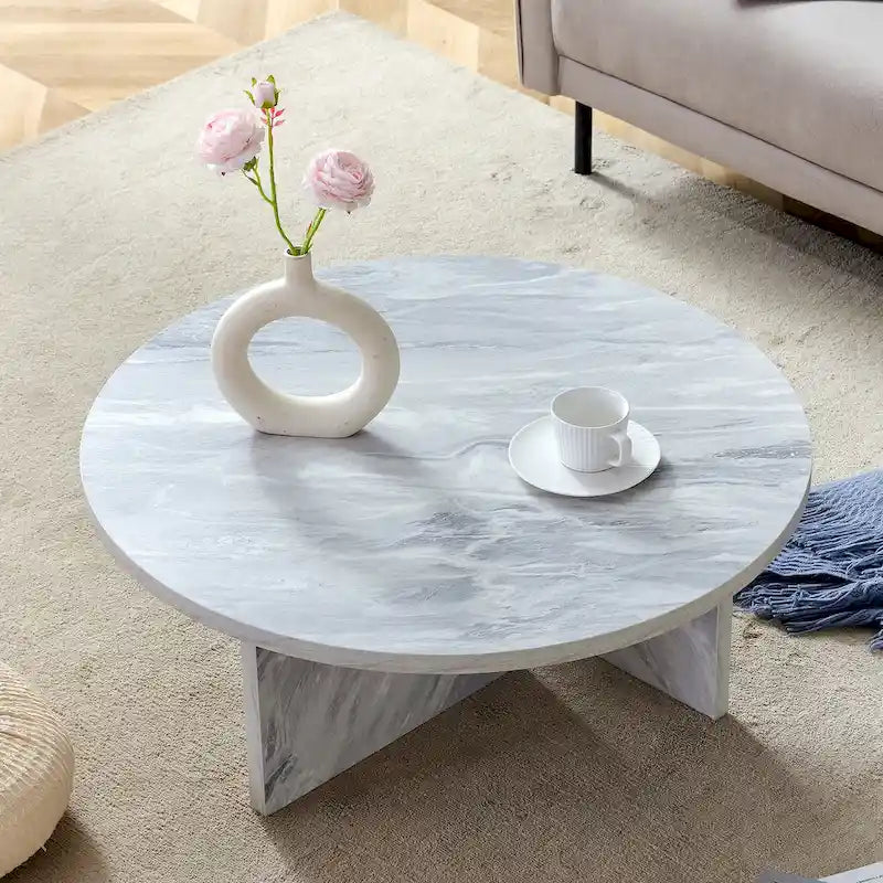 Modern Round MDF Coffee Table for Living Room and Home Decor