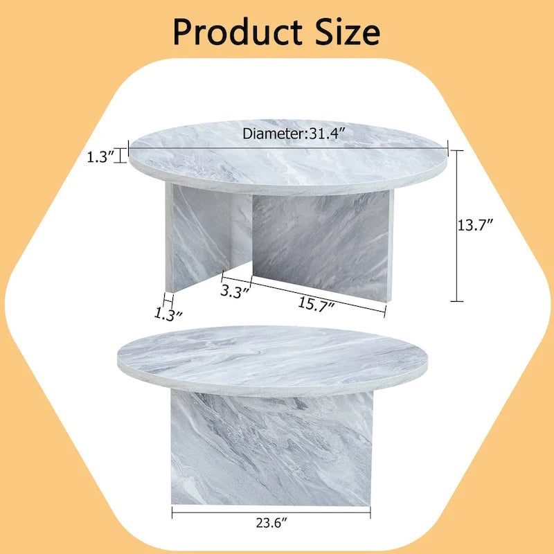 Modern Round MDF Coffee Table for Living Room and Home Decor