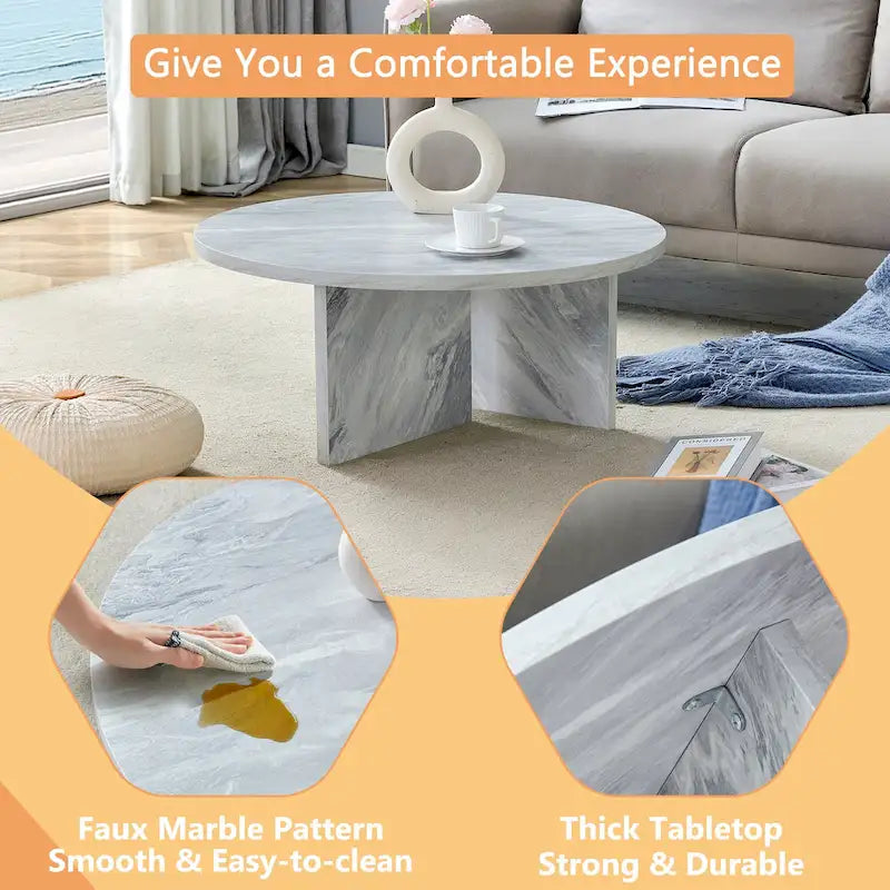 Modern Round MDF Coffee Table for Living Room and Home Decor