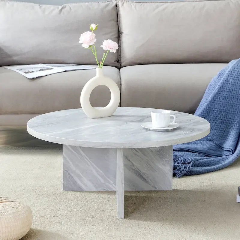 Modern Round MDF Coffee Table for Living Room and Home Decor