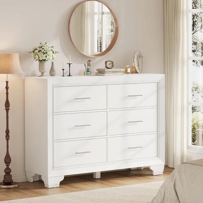 Modern Wood 6 Drawer Dresser with Ample Storage Space