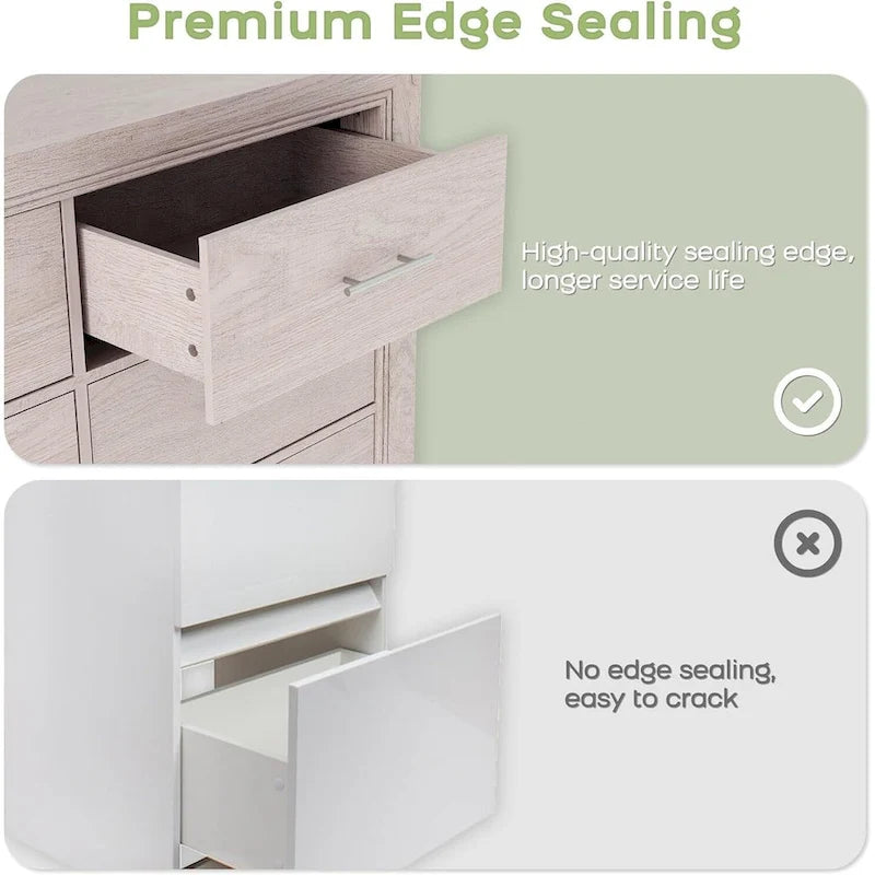 Modern Wood 6 Drawer Dresser with Ample Storage Space