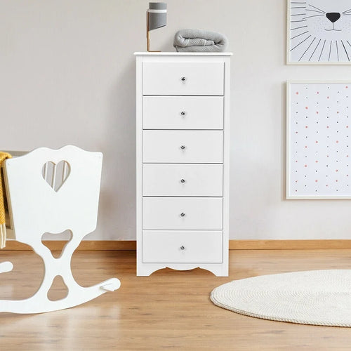 Gymax 6 Drawer Chest Dresser Clothes Storage Bedroom Tall Furniture