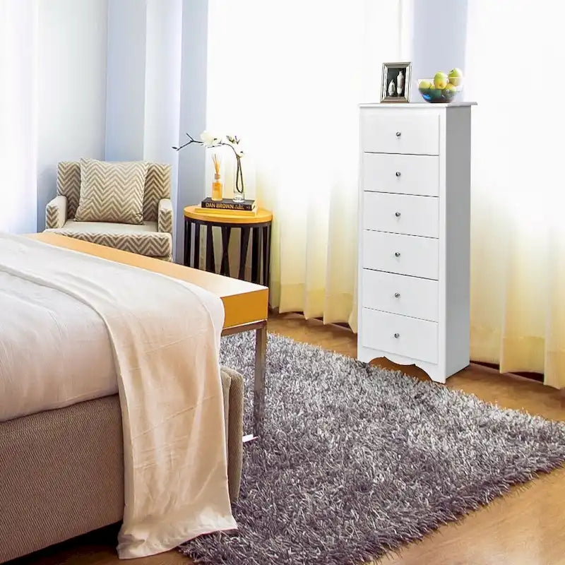 6 Drawer Chest Dresser Clothes Storage Bedroom Tall Furniture