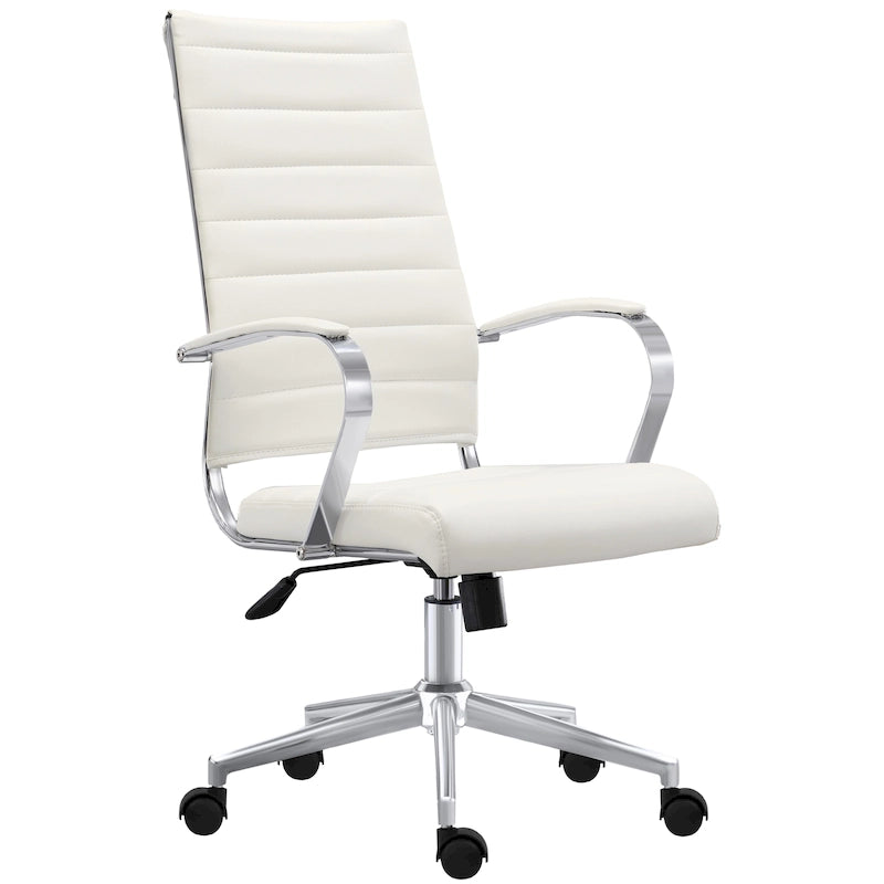 Modern Ergonomic Office Chair Mid Back PU Leather Swivel Adjustable Height with Wheels