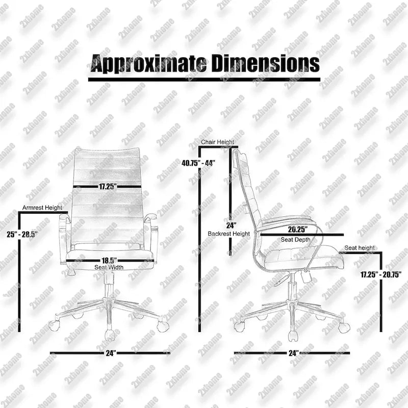 Modern Ergonomic Office Chair Mid Back PU Leather Swivel Adjustable Height with Wheels