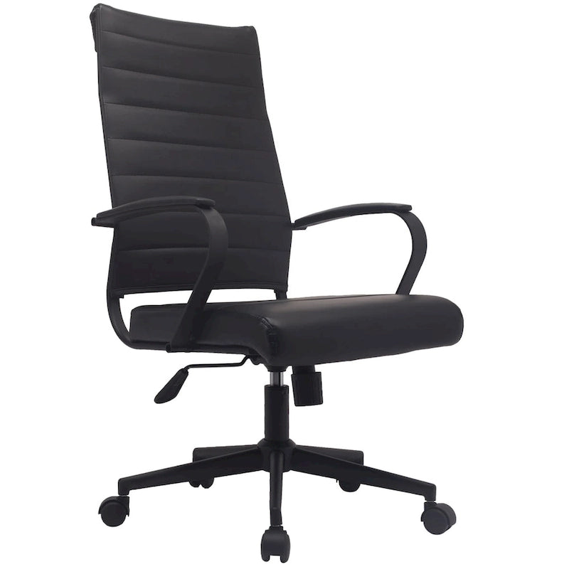 Modern Ergonomic Office Chair Mid Back PU Leather Swivel Adjustable Height with Wheels