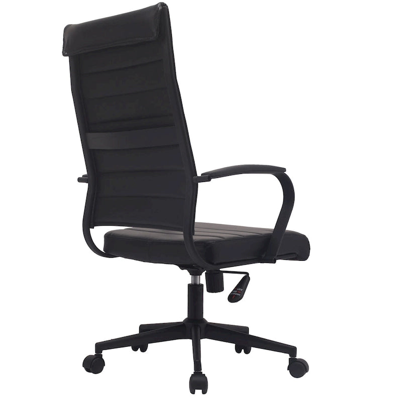 Modern Ergonomic Office Chair Mid Back PU Leather Swivel Adjustable Height with Wheels
