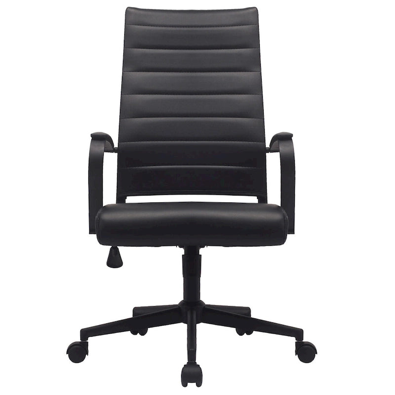 Modern Ergonomic Office Chair Mid Back PU Leather Swivel Adjustable Height with Wheels