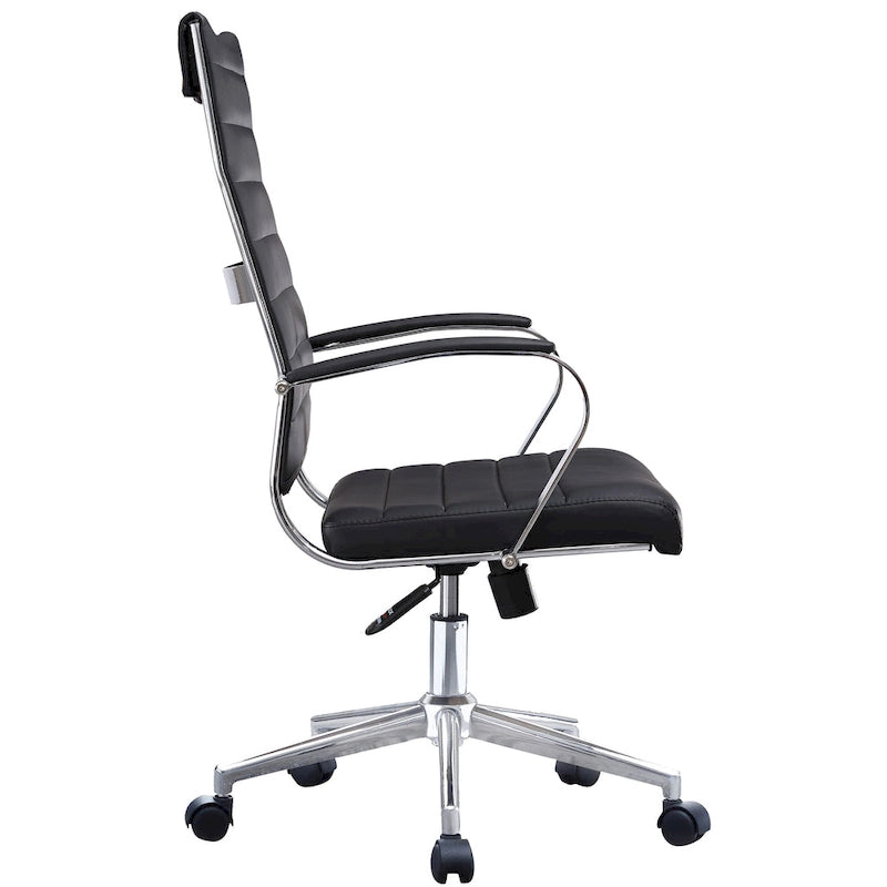 Modern Ergonomic Office Chair Mid Back PU Leather Swivel Adjustable Height with Wheels