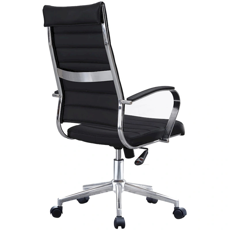 Modern Ergonomic Office Chair Mid Back PU Leather Swivel Adjustable Height with Wheels