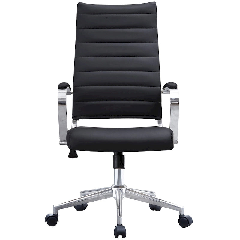 Modern Ergonomic Office Chair Mid Back PU Leather Swivel Adjustable Height with Wheels