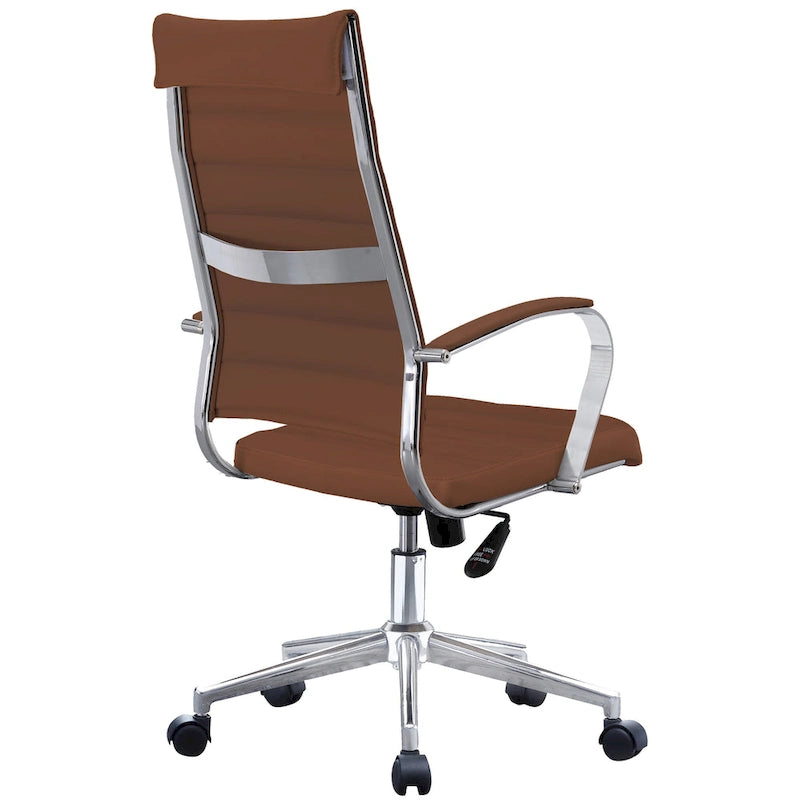 Modern Ergonomic Office Chair Mid Back PU Leather Swivel Adjustable Height with Wheels