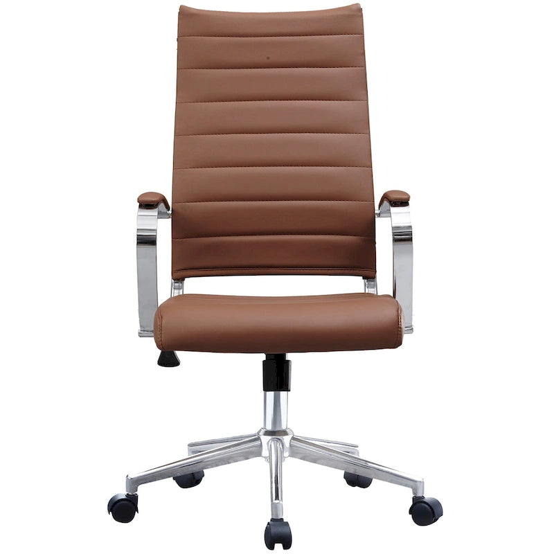 Modern Ergonomic Office Chair Mid Back PU Leather Swivel Adjustable Height with Wheels