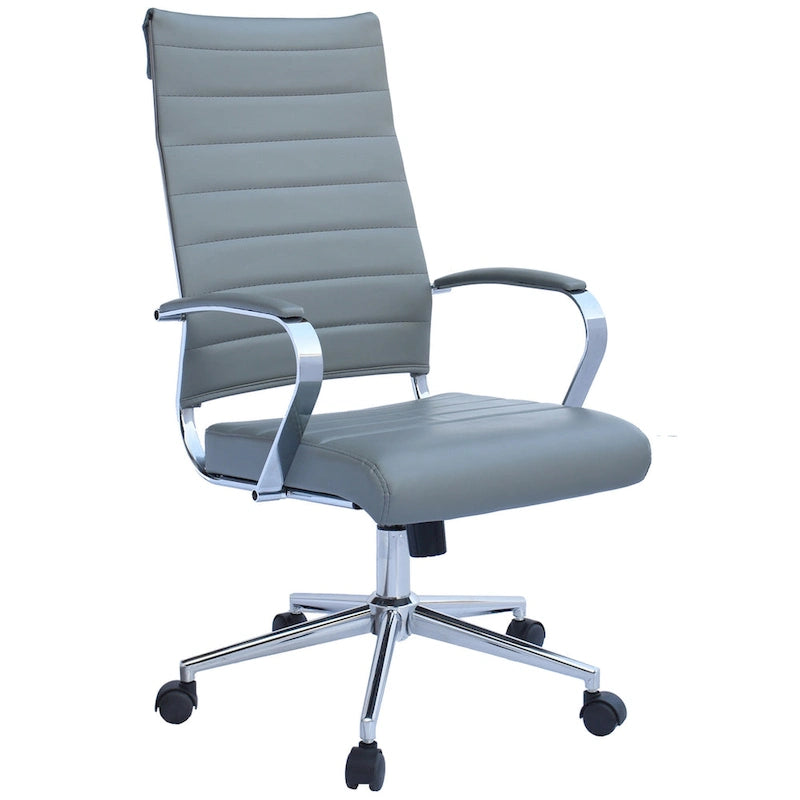 Modern Ergonomic Office Chair Mid Back PU Leather Swivel Adjustable Height with Wheels