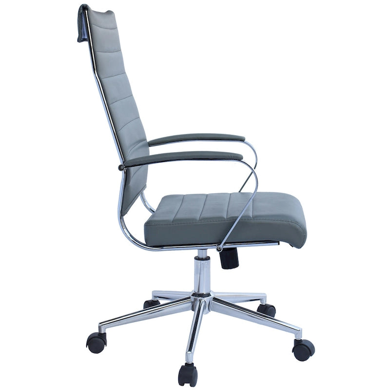 Modern Ergonomic Office Chair Mid Back PU Leather Swivel Adjustable Height with Wheels