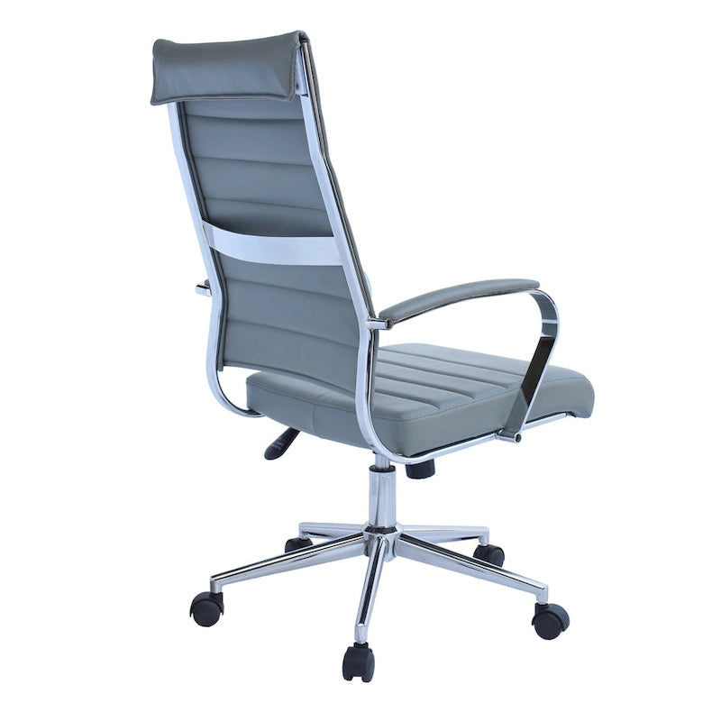 Modern Ergonomic Office Chair Mid Back PU Leather Swivel Adjustable Height with Wheels