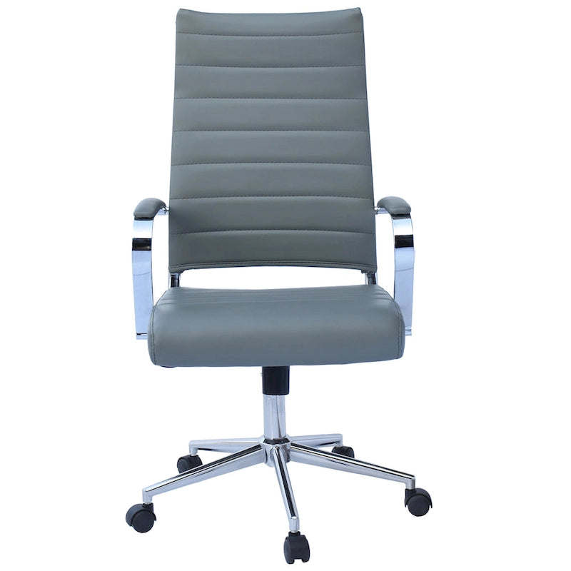 Modern Ergonomic Office Chair Mid Back PU Leather Swivel Adjustable Height with Wheels