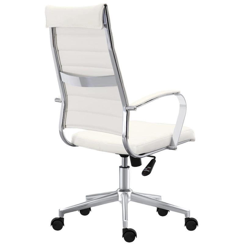 Modern Ergonomic Office Chair Mid Back PU Leather Swivel Adjustable Height with Wheels
