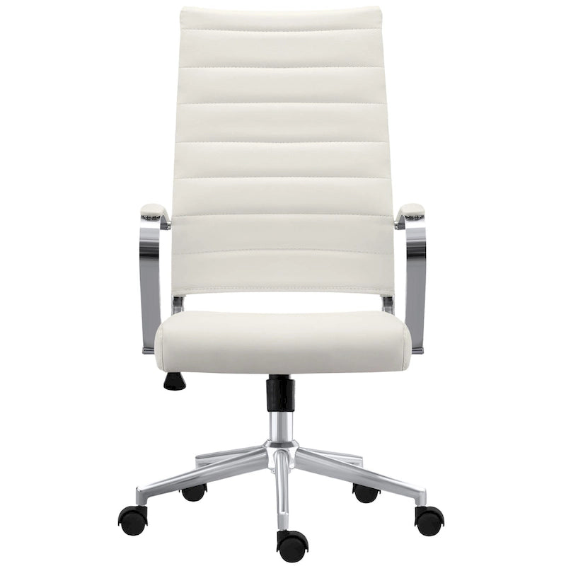 Modern Ergonomic Office Chair Mid Back PU Leather Swivel Adjustable Height with Wheels