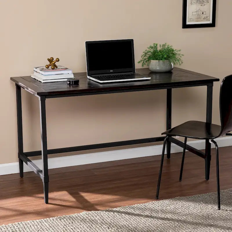 Modern Farmhouse Reclaimed Wood Writing Desk with Metal Legs