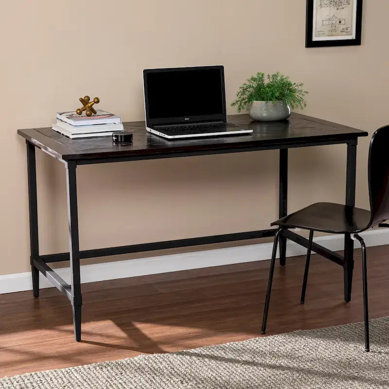 Modern Farmhouse Reclaimed Wood Writing Desk with Metal Legs