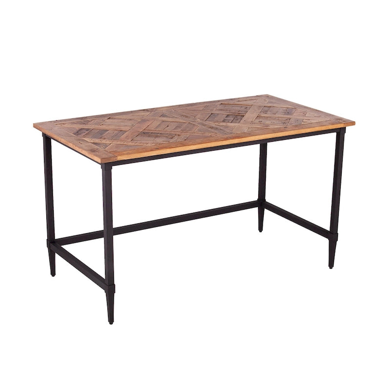 Modern Farmhouse Reclaimed Wood Writing Desk with Metal Legs
