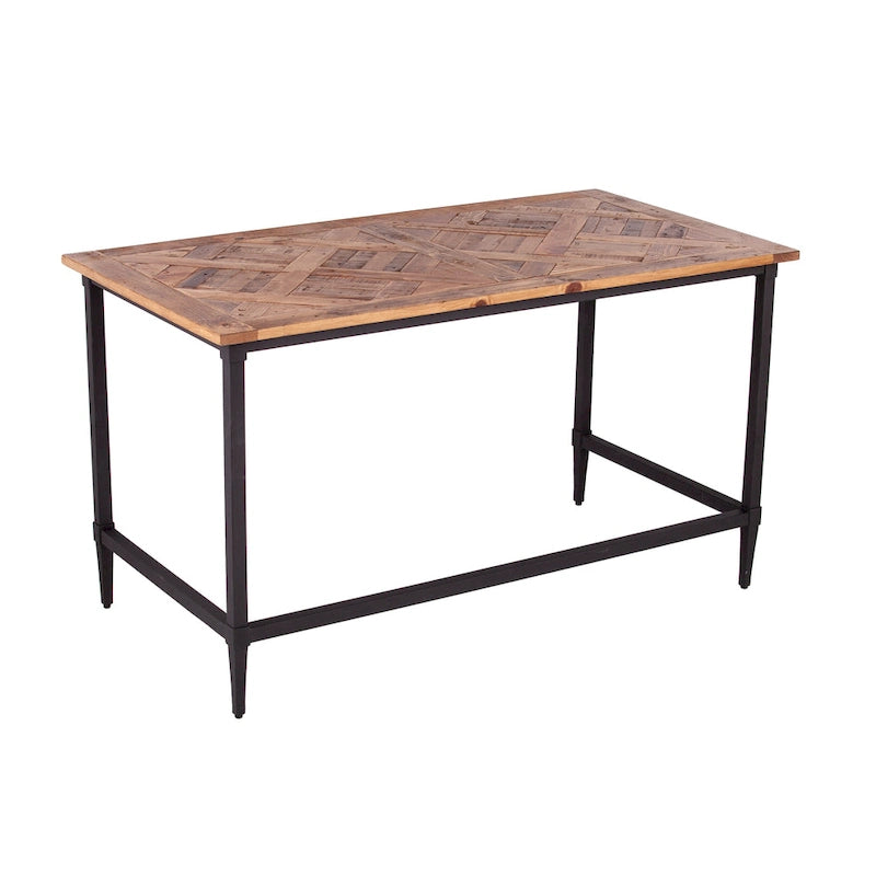 Modern Farmhouse Reclaimed Wood Writing Desk with Metal Legs