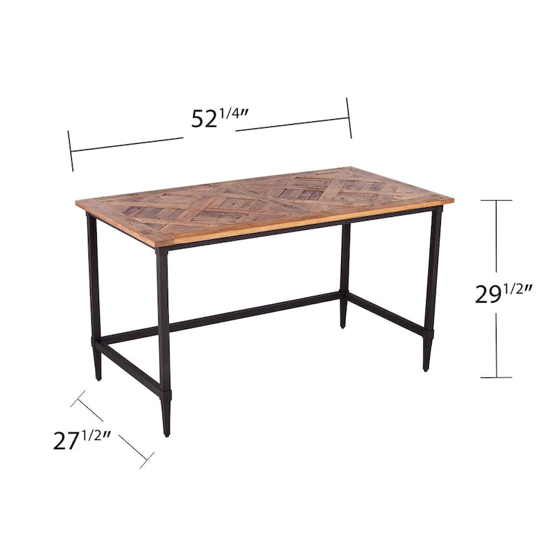 Modern Farmhouse Reclaimed Wood Writing Desk with Metal Legs