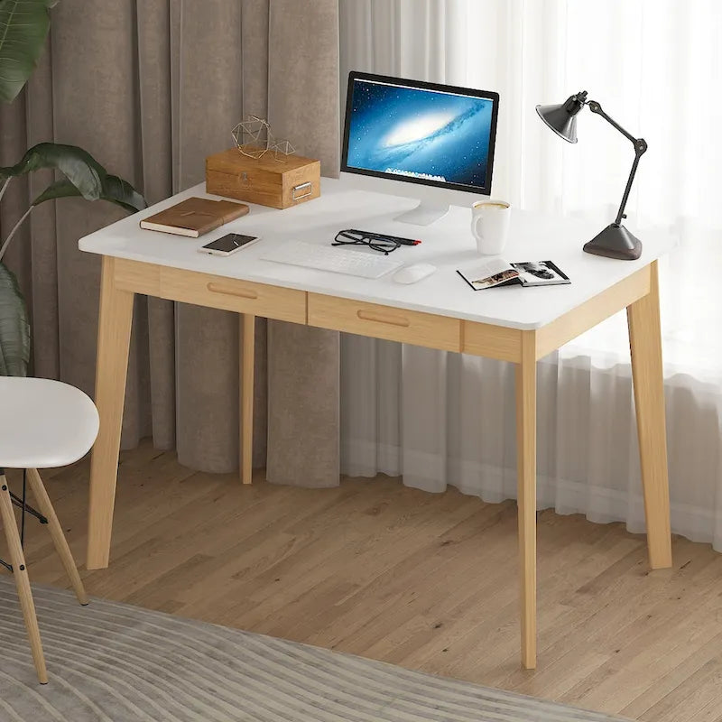 39.4" Wood Computer Desk with 2 Drawers, 4 Color Options, Home Office