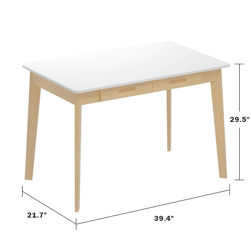 39.4" Wood Computer Desk with 2 Drawers, 4 Color Options, Home Office