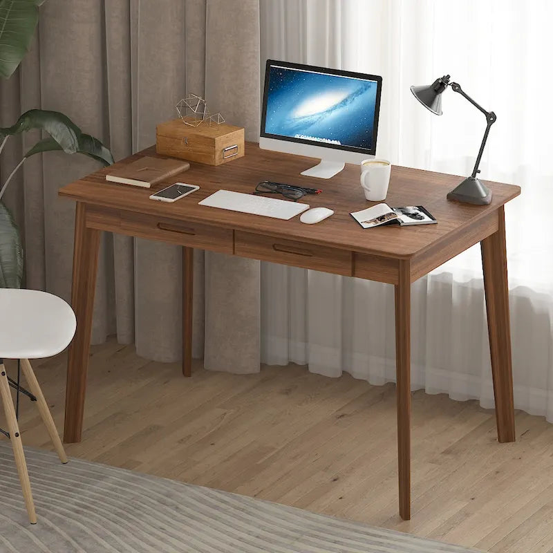 39.4" Wood Computer Desk with 2 Drawers, 4 Color Options, Home Office