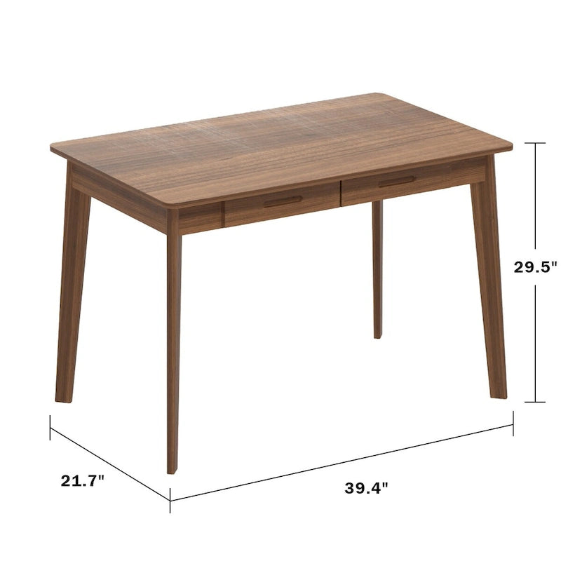 39.4" Wood Computer Desk with 2 Drawers, 4 Color Options, Home Office