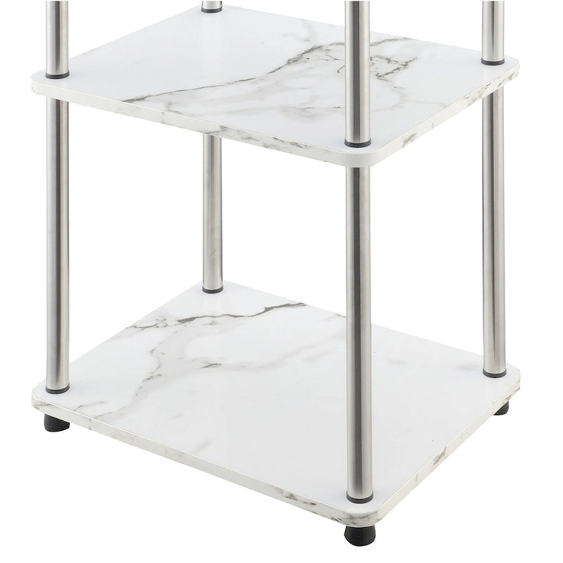 No Tools 3 Tier End Table with Stainless Steel Frame and Shelves