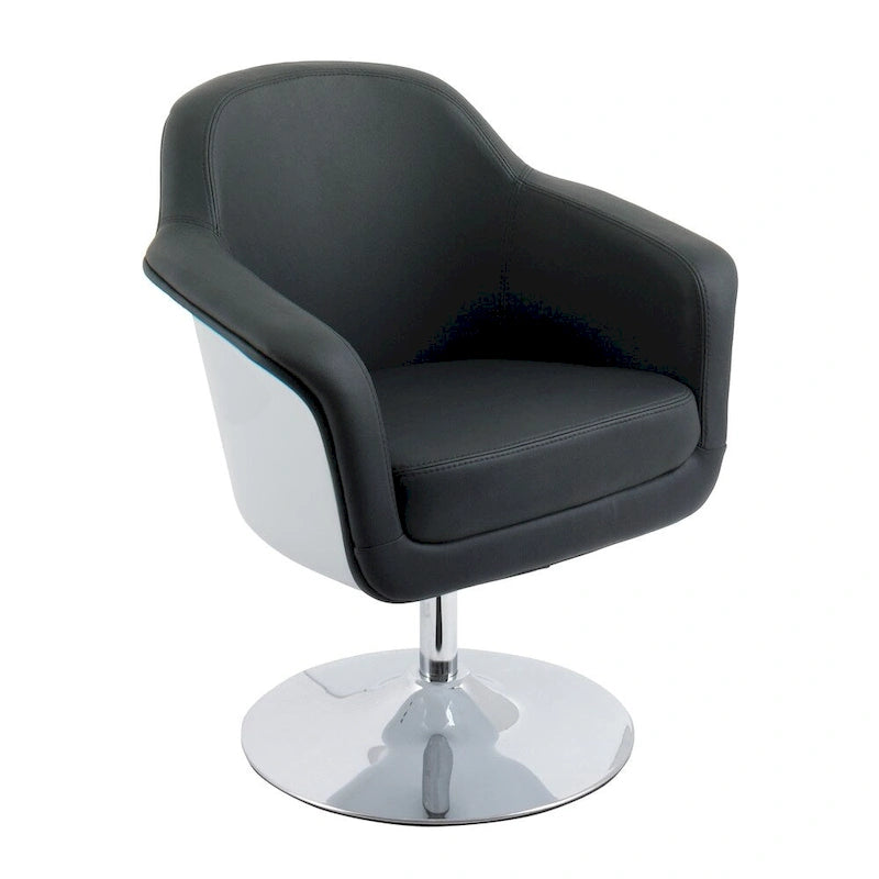 Modern Bonded Leather Accent Chair with Pedestal Base and Armrests
