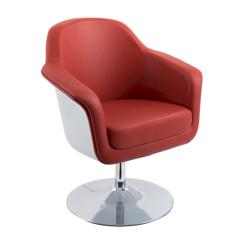 Modern Bonded Leather Accent Chair with Pedestal Base and Armrests