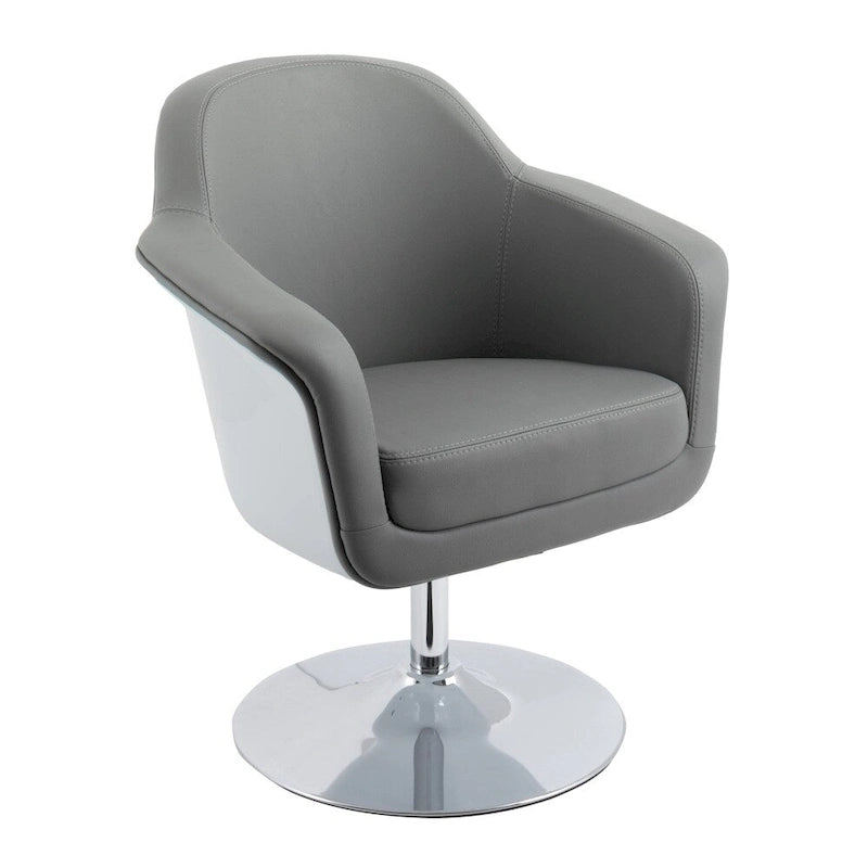 Modern Bonded Leather Accent Chair with Pedestal Base and Armrests