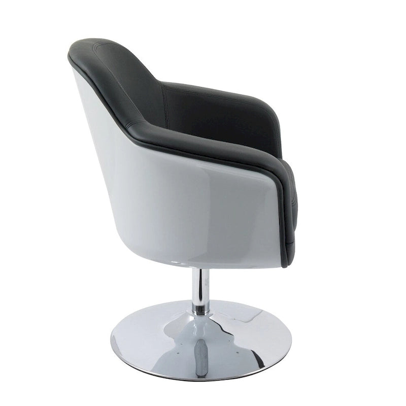 Modern Bonded Leather Accent Chair with Pedestal Base and Armrests