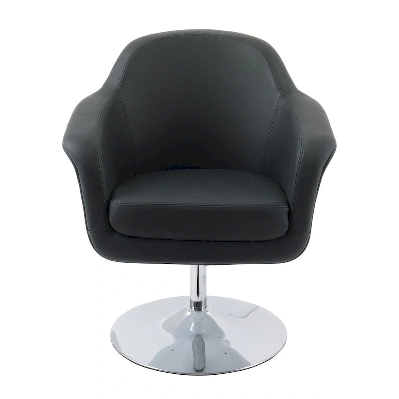 Modern Bonded Leather Accent Chair with Pedestal Base and Armrests