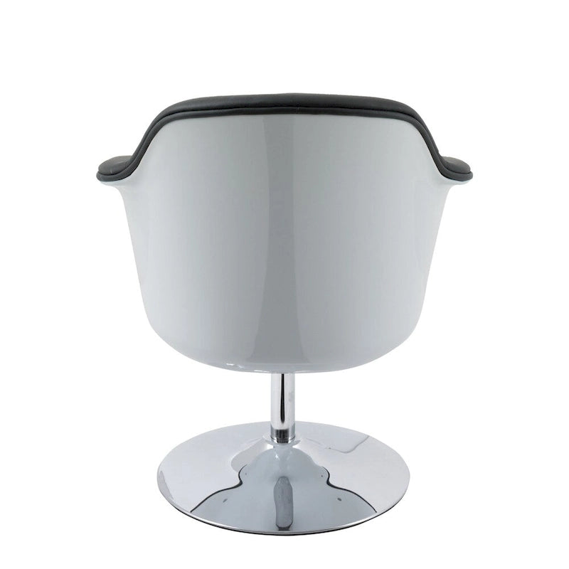 Modern Bonded Leather Accent Chair with Pedestal Base and Armrests