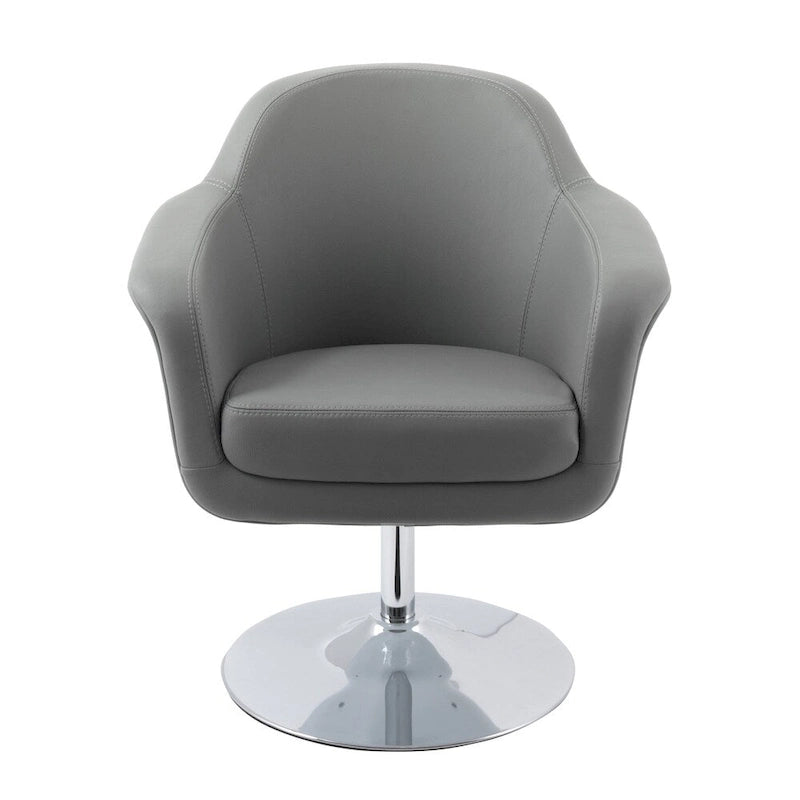 Modern Bonded Leather Accent Chair with Pedestal Base and Armrests