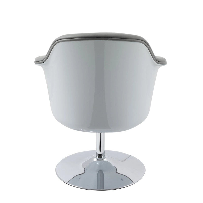 Modern Bonded Leather Accent Chair with Pedestal Base and Armrests
