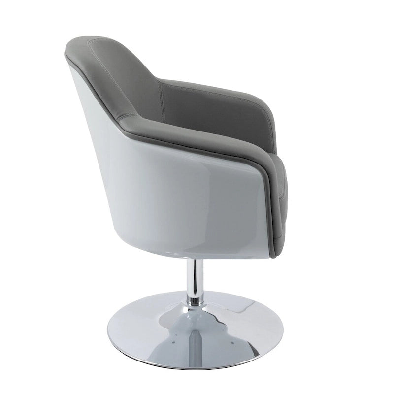 Modern Bonded Leather Accent Chair with Pedestal Base and Armrests