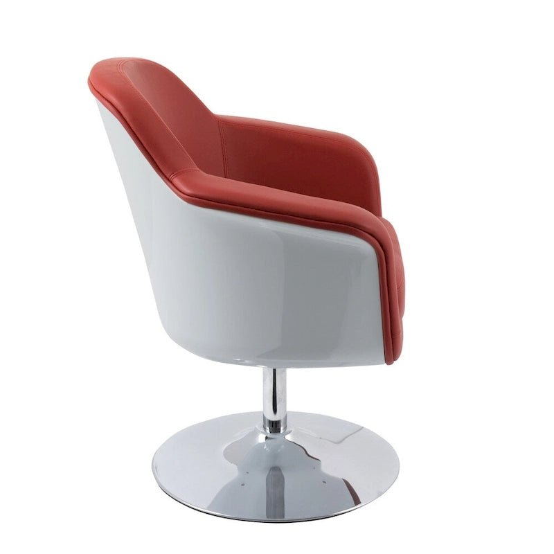 Modern Bonded Leather Accent Chair with Pedestal Base and Armrests