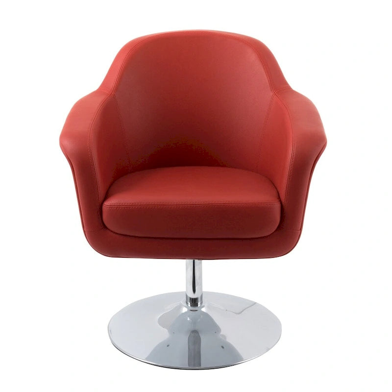 Modern Bonded Leather Accent Chair with Pedestal Base and Armrests