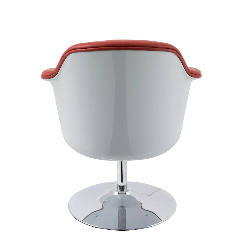 Modern Bonded Leather Accent Chair with Pedestal Base and Armrests